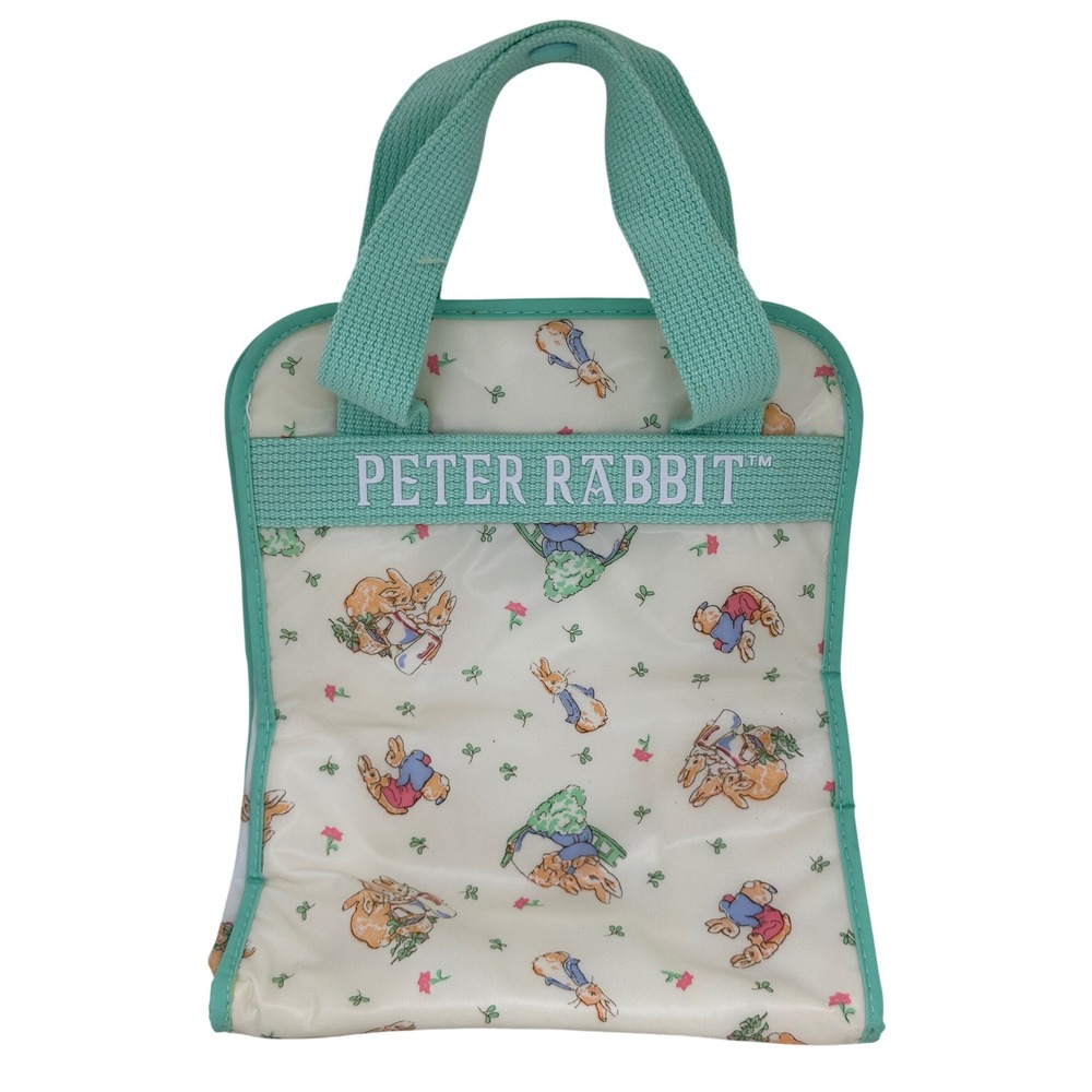Peter Rabbit Insulated Lunch Bag White Green Beatrix Potter Bunny Tote Small